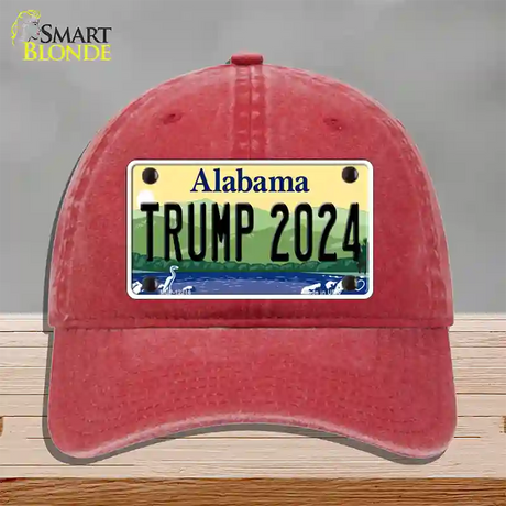 Trump 2024 Alabama Novelty License Plate Hat Unconstructed Cotton / Red