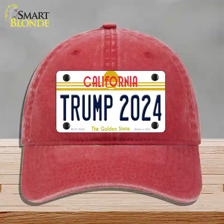 Trump 2024 California Novelty License Plate Hat Unconstructed Cotton / Red