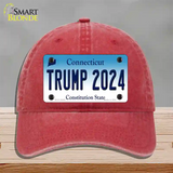 Trump 2024 Connecticut Novelty License Plate Hat Unconstructed Cotton / Red