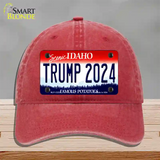 Trump 2024 Idaho Novelty License Plate Hat Unconstructed Cotton / Red