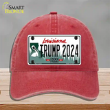 Trump 2024 Louisiana Novelty License Plate Hat Unconstructed Cotton / Red