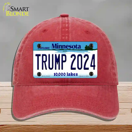 Trump 2024 Minnesota Novelty License Plate Hat Unconstructed Cotton / Red