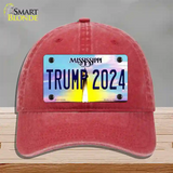 Trump 2024 Mississippi Novelty License Plate Hat Unconstructed Cotton / Red