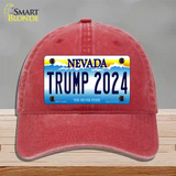 Trump 2024 Nevada Novelty License Plate Hat Unconstructed Cotton / Red