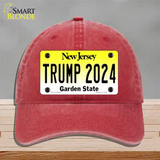 Trump 2024 New Jersey Novelty License Plate Hat Unconstructed Cotton / Red