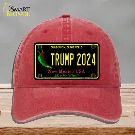 Trump 2024 New Mexico Novelty License Plate Hat Unconstructed Cotton / Red