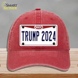 Trump 2024 Ohio Novelty License Plate Hat Unconstructed Cotton / Red