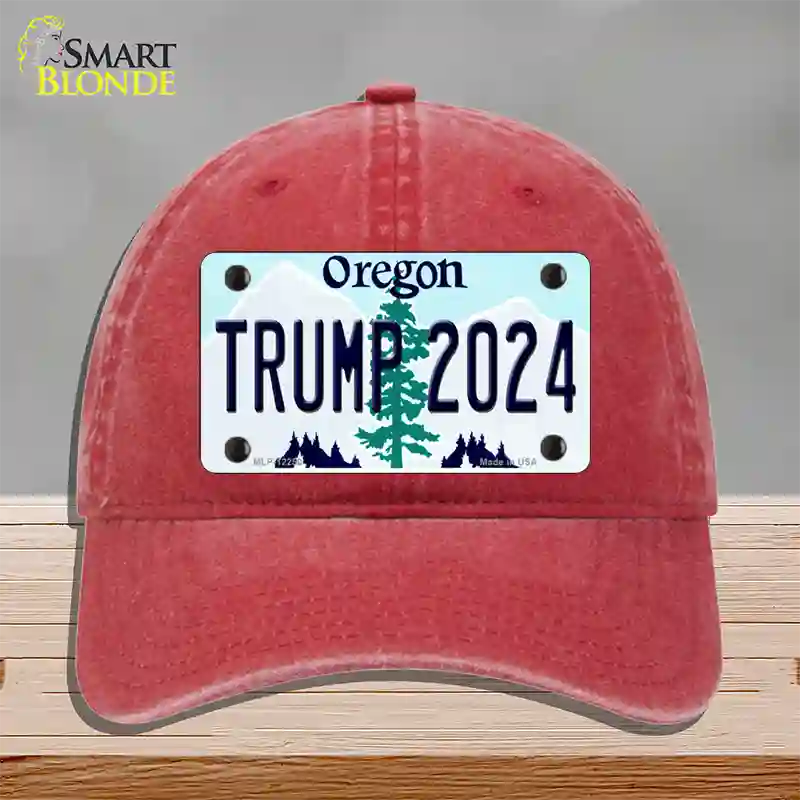 Trump 2024 Oregon Novelty License Plate Hat Unconstructed Cotton / Red