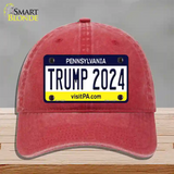 Trump 2024 Pennsylvania Novelty License Plate Hat Unconstructed Cotton / Red