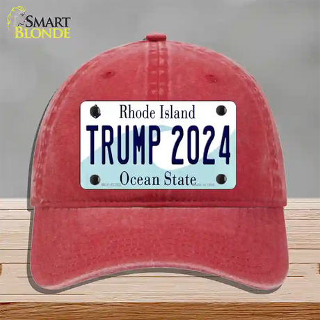 Trump 2024 Rhode Island Novelty License Plate Hat Unconstructed Cotton / Red