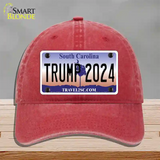 Trump 2024 South Carolina Novelty License Plate Hat Unconstructed Cotton / Red