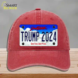 Trump 2024 South Dakota Novelty License Plate Hat Unconstructed Cotton / Red