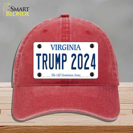 Trump 2024 Virginia Novelty License Plate Hat Unconstructed Cotton / Red