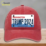 Trump 2024 Washington Novelty License Plate Hat Unconstructed Cotton / Red