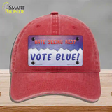 Hate Seeing Red Vote Blue Novelty License Plate Hat Unconstructed Cotton / Red