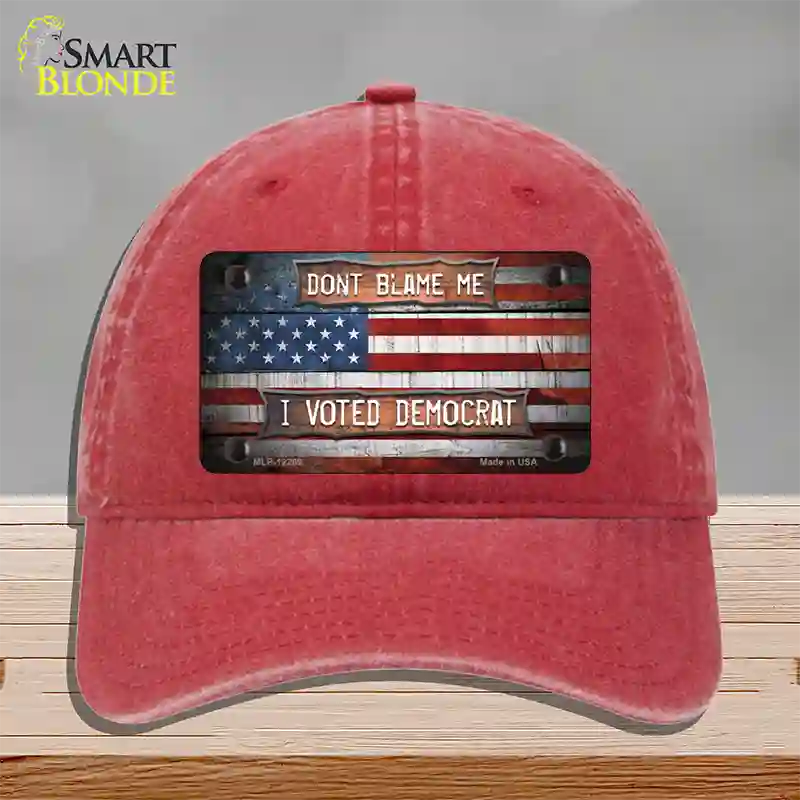 Dont Blame Me Voted Democrat Novelty License Plate Hat Unconstructed Cotton / Red