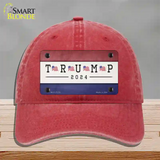 Trump 2024 USA Flag Novelty License Plate Hat Unconstructed Cotton / Red