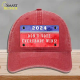 Dont Vote Everyone Wins 2020 Novelty License Plate Hat Unconstructed Cotton / Red