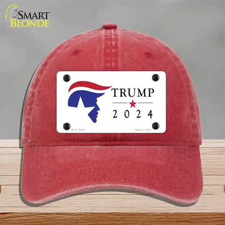 Trump 2024 Silhouette Novelty License Plate Hat Unconstructed Cotton / Red