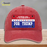 Veterans For Trump Novelty License Plate Hat Unconstructed Cotton / Red