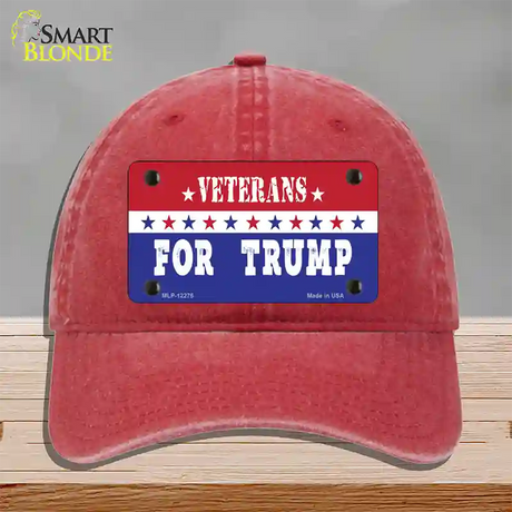 Veterans For Trump Novelty License Plate Hat Unconstructed Cotton / Red