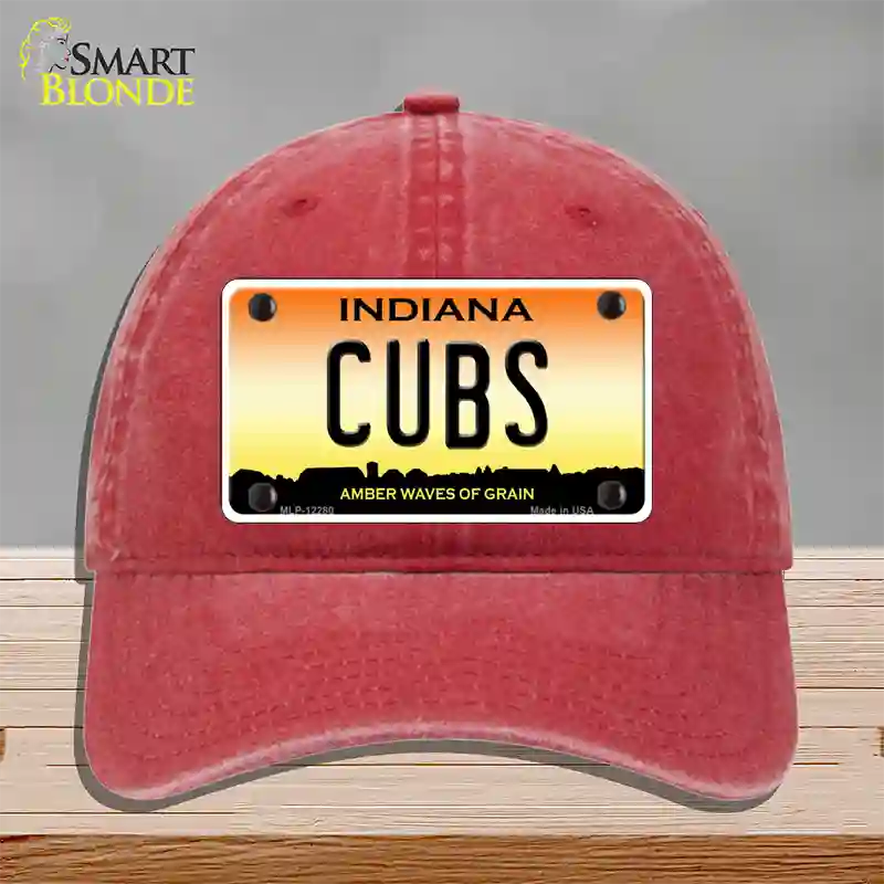 Cubs Indiana Novelty License Plate Hat Unconstructed Cotton / Red