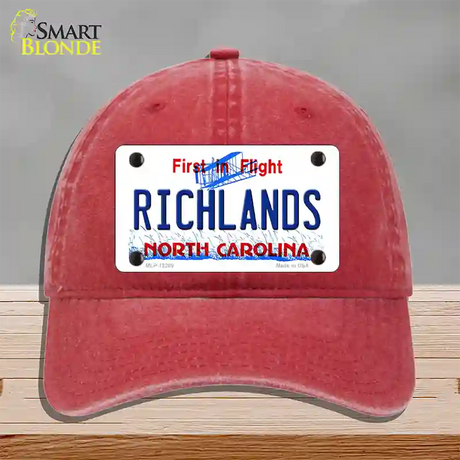 North Carolina Richlands Novelty License Plate Hat Unconstructed Cotton / Red