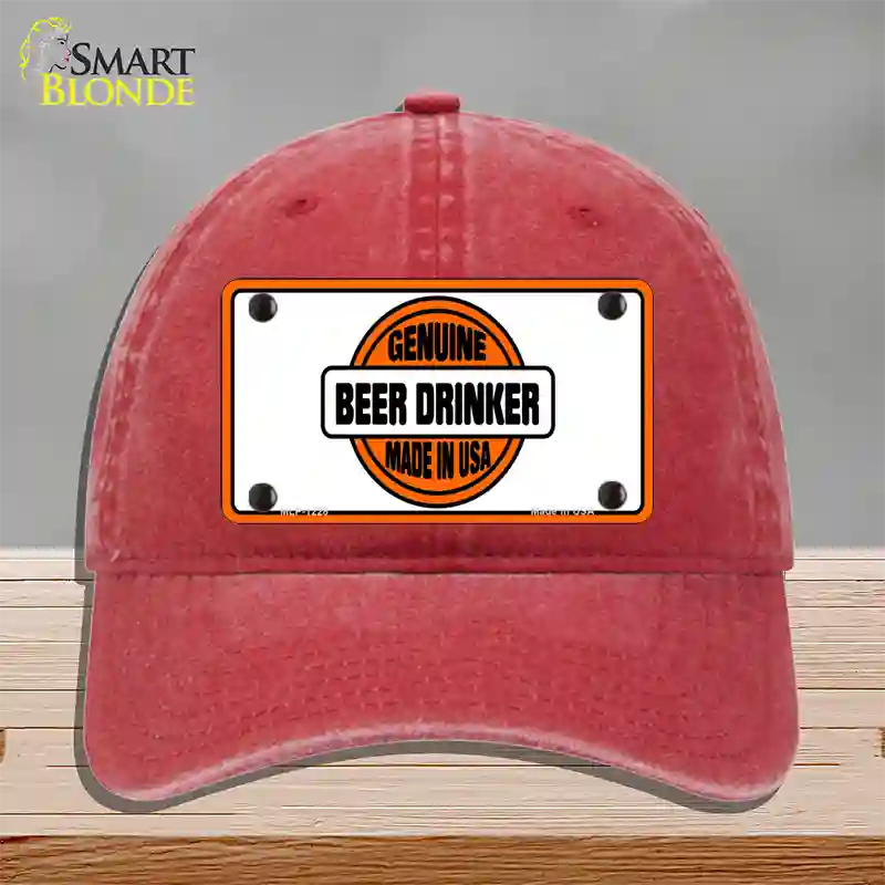 Genuine Beer Drinker Novelty License Plate Hat Unconstructed Cotton / Red