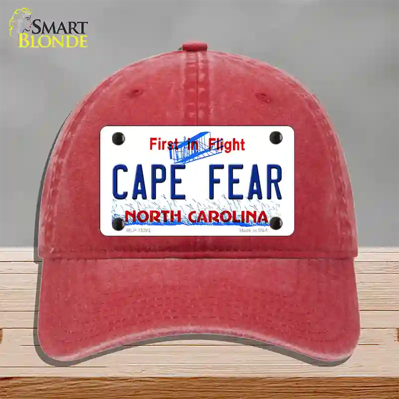 North Carolina Cape Fear Novelty License Plate Hat Unconstructed Cotton / Red