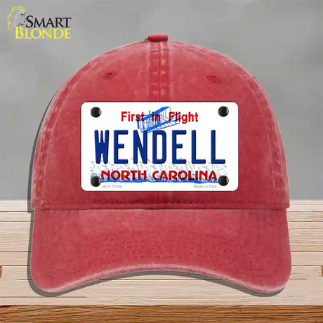 North Carolina Wendell Novelty License Plate Hat Unconstructed Cotton / Red