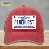 North Carolina Pinehurst Novelty License Plate Hat Unconstructed Cotton / Red