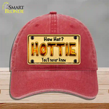 Hottie Know Novelty License Plate Hat Unconstructed Cotton / Red