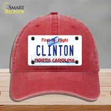 North Carolina Clinton Novelty License Plate Hat Unconstructed Cotton / Red