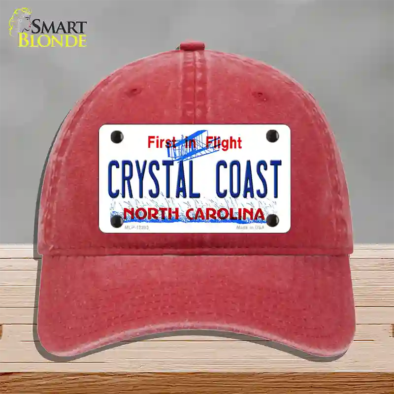 North Carolina Crystal Coast Novelty License Plate Hat Unconstructed Cotton / Red