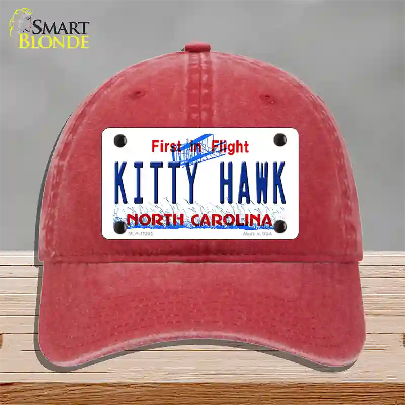 North Carolina Kitty Hawk Novelty License Plate Hat Unconstructed Cotton / Red