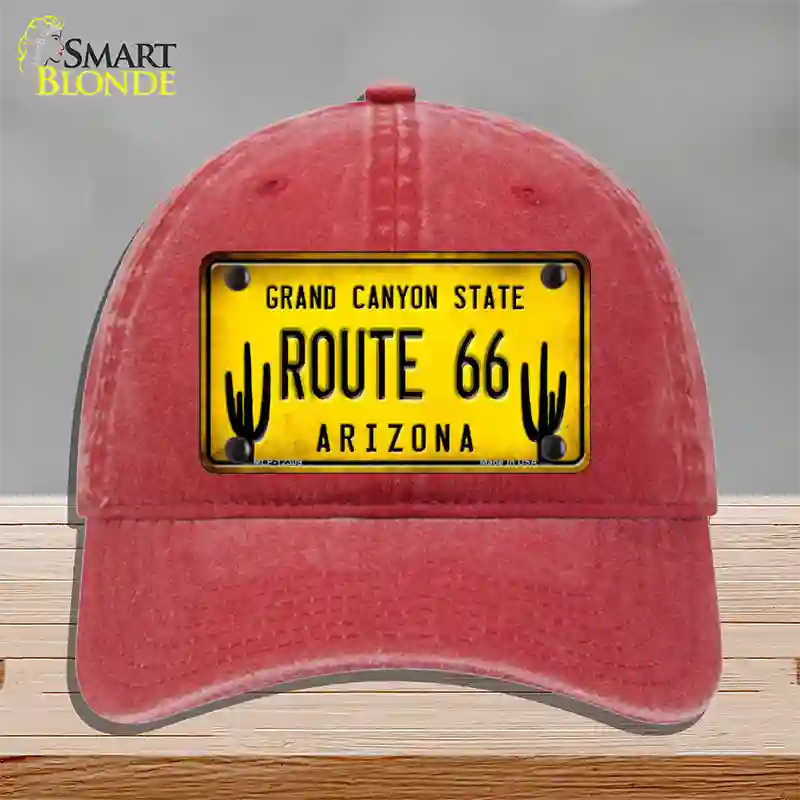 Arizona Route 66 Novelty License Plate Hat Unconstructed Cotton / Red