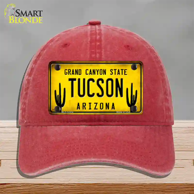 Arizona Tucson Novelty License Plate Hat Unconstructed Cotton / Red