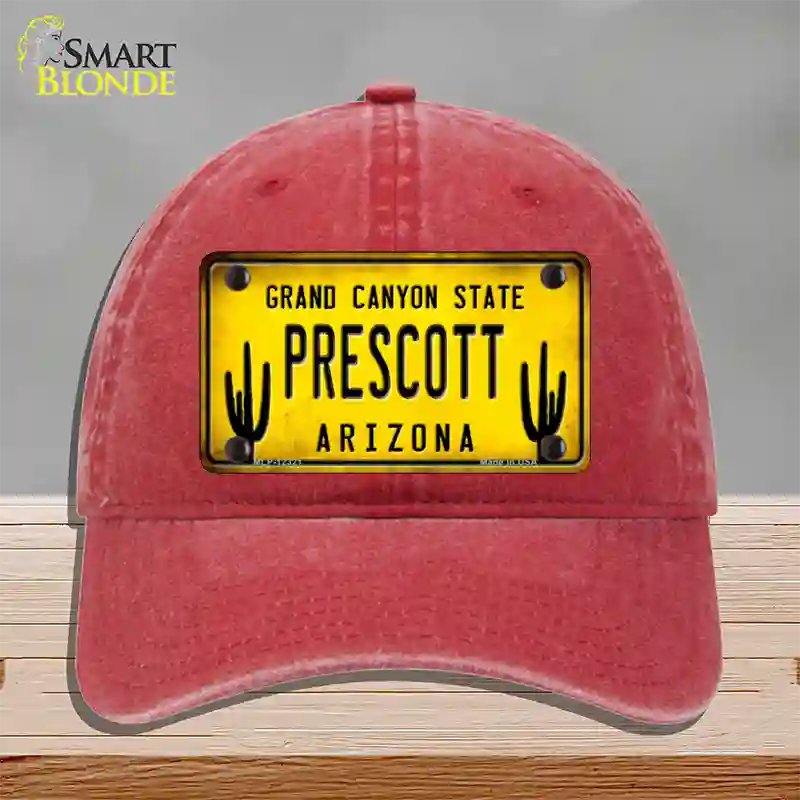 Arizona Prescott Novelty License Plate Hat Unconstructed Cotton / Red