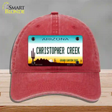 Christopher Creek Arizona Novelty License Plate Hat Unconstructed Cotton / Red