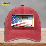 Montana with American Flag Novelty License Plate Hat Unconstructed Cotton / Red