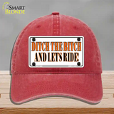 Ditch The Bitch Novelty License Plate Hat Unconstructed Cotton / Red