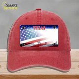 Texas with American Flag Novelty License Plate Hat Unconstructed Cotton / Red