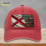 Alabama/American Flag Novelty License Plate Hat Unconstructed Cotton / Red