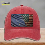 Alaska/American Flag Novelty License Plate Hat Unconstructed Cotton / Red