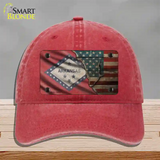 Arkansas/American Flag Novelty License Plate Hat Unconstructed Cotton / Red