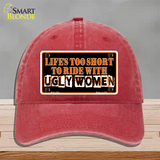 Lifes Too Short Novelty License Plate Hat Unconstructed Cotton / Red