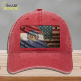 Missouri/American Flag Novelty License Plate Hat Unconstructed Cotton / Red