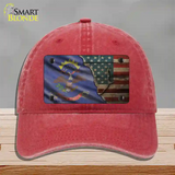 North Dakota/American Flag Novelty License Plate Hat Unconstructed Cotton / Red