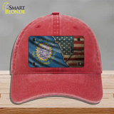 South Dakota/American Flag Novelty License Plate Hat Unconstructed Cotton / Red