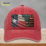 Texas/American Flag Novelty License Plate Hat Unconstructed Cotton / Red